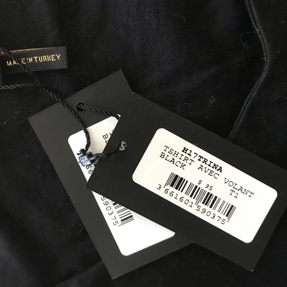 NWT  Maje cold open shoulder black top SZ 1 - Picture 5 of 9